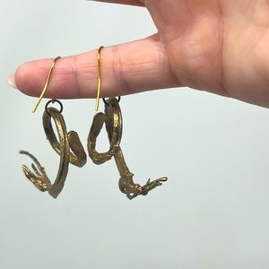 Brass abstract dangling earrings - asymmetrical branch shape